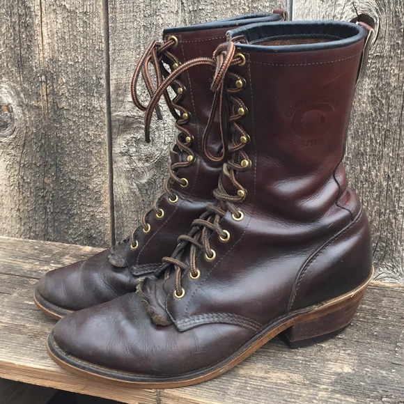 Vintage Chippewa Laceup Packer Boots 